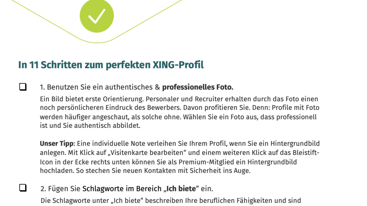 Checkliste: XING Profil optimieren